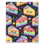 Cute Kawaii Rainbow Cake Slice Illustration Rug