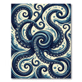 Deep Blue Oceanic Octopus Tentacle Swirl Rug