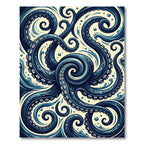 Deep Blue Oceanic Octopus Tentacle Swirl Rug