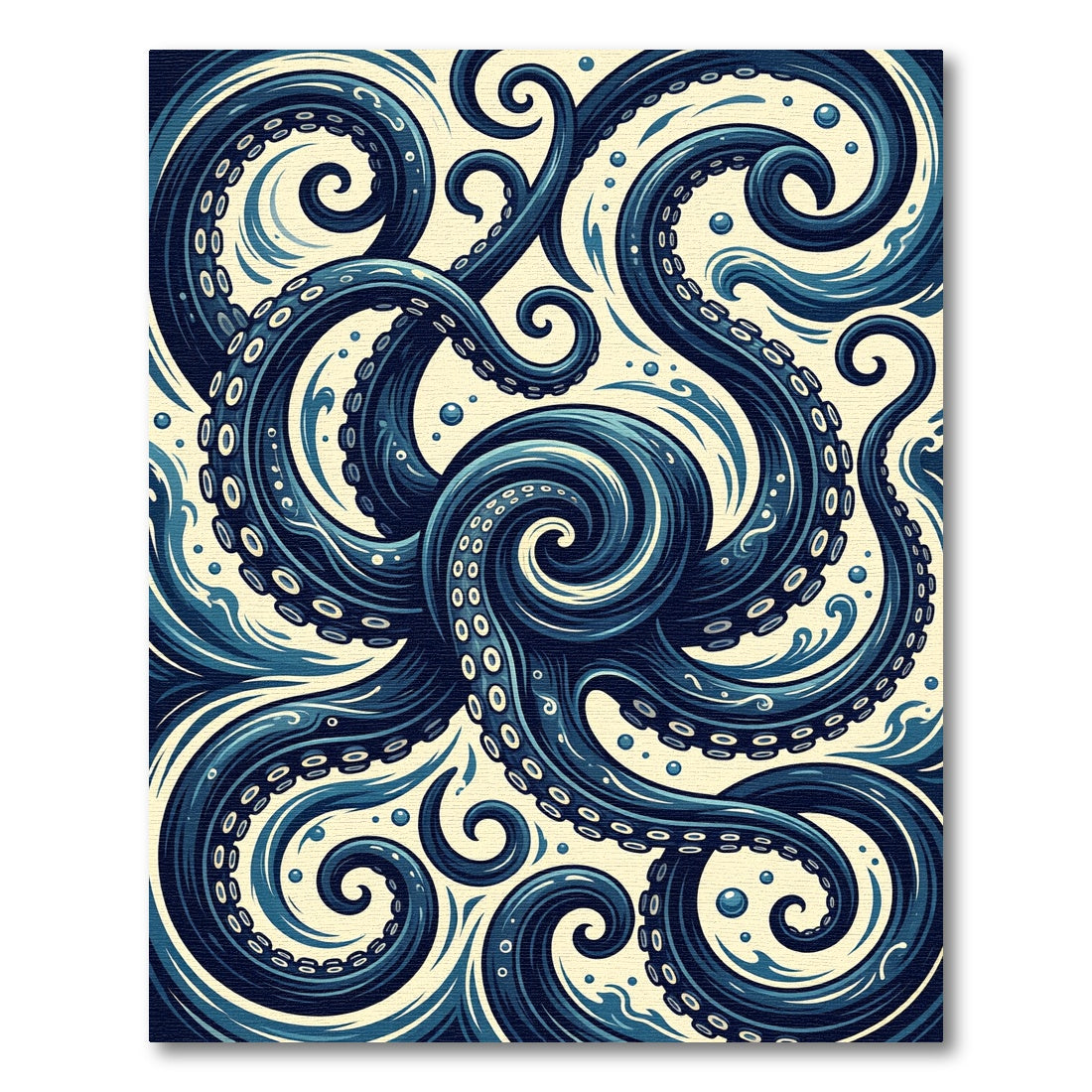 Deep Blue Oceanic Octopus Tentacle Swirl Rug