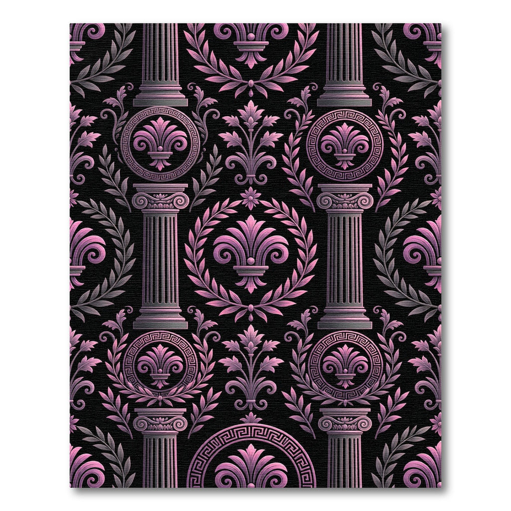 Neo-Classical Pink Column Greek Floral Rug