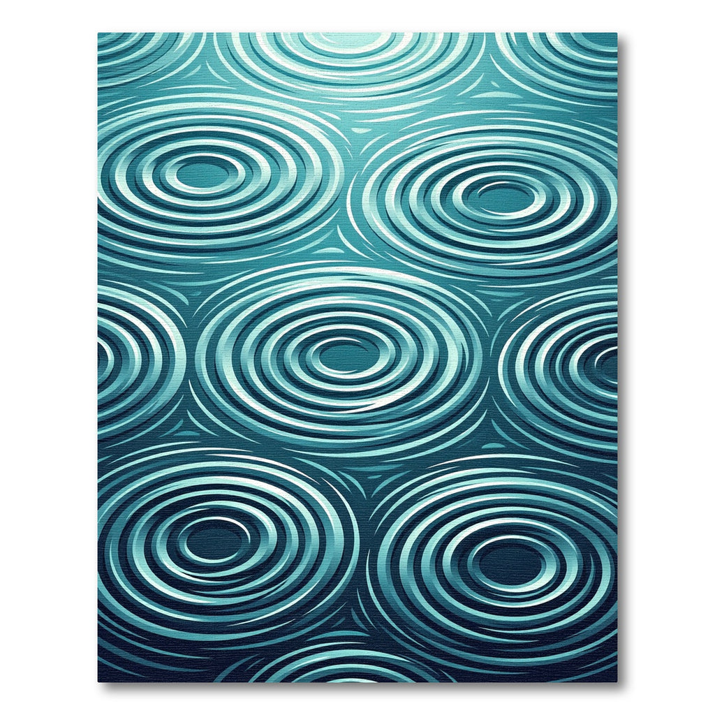 Deep Aqua Concentric Circles Rug