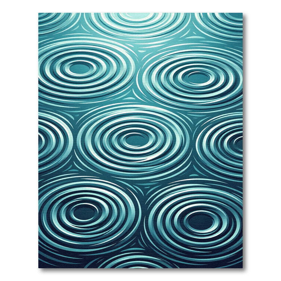 Deep Aqua Concentric Circles Rug