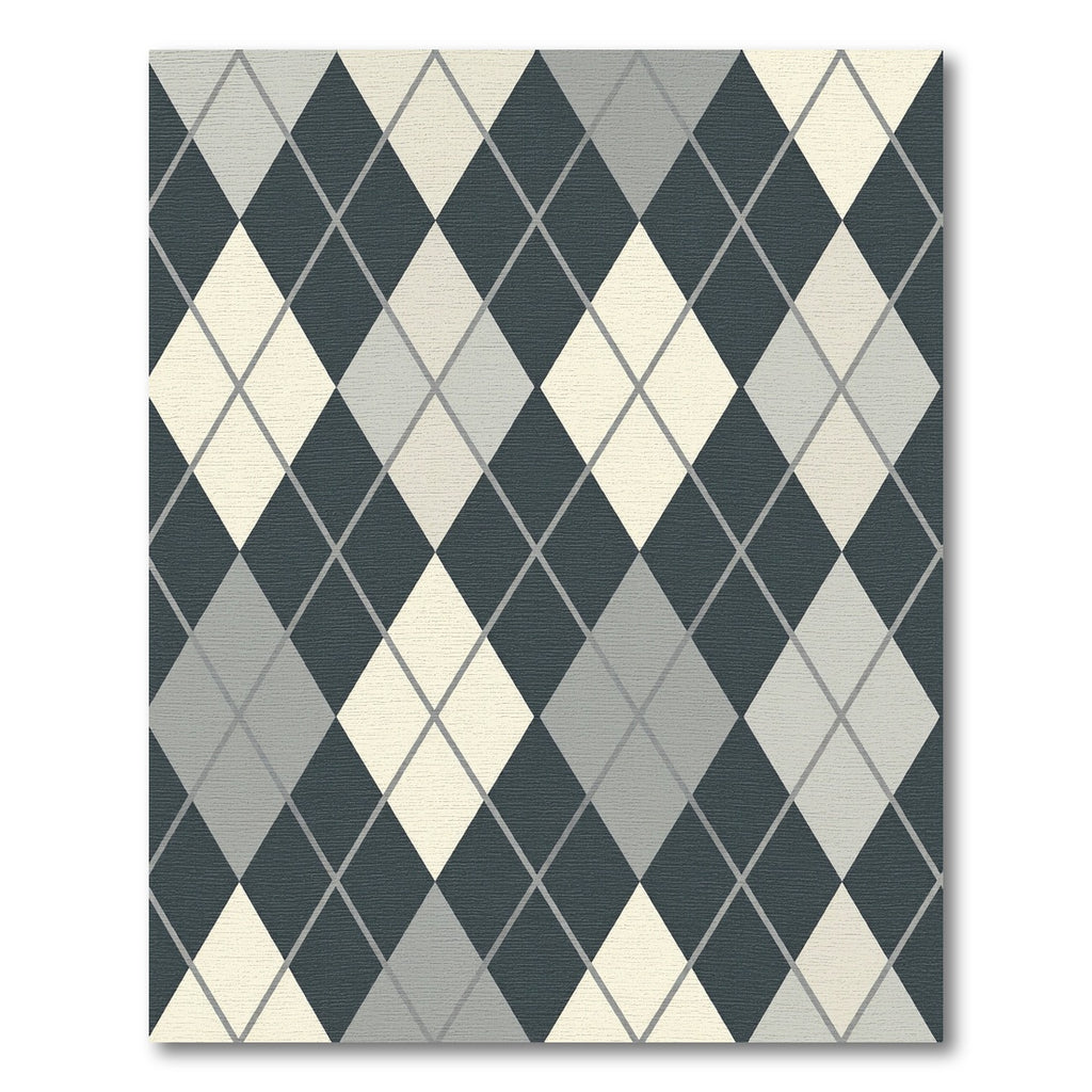 Classic Charcoal Gray Cream Argyle Rug