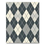 Classic Charcoal Gray Cream Argyle Rug