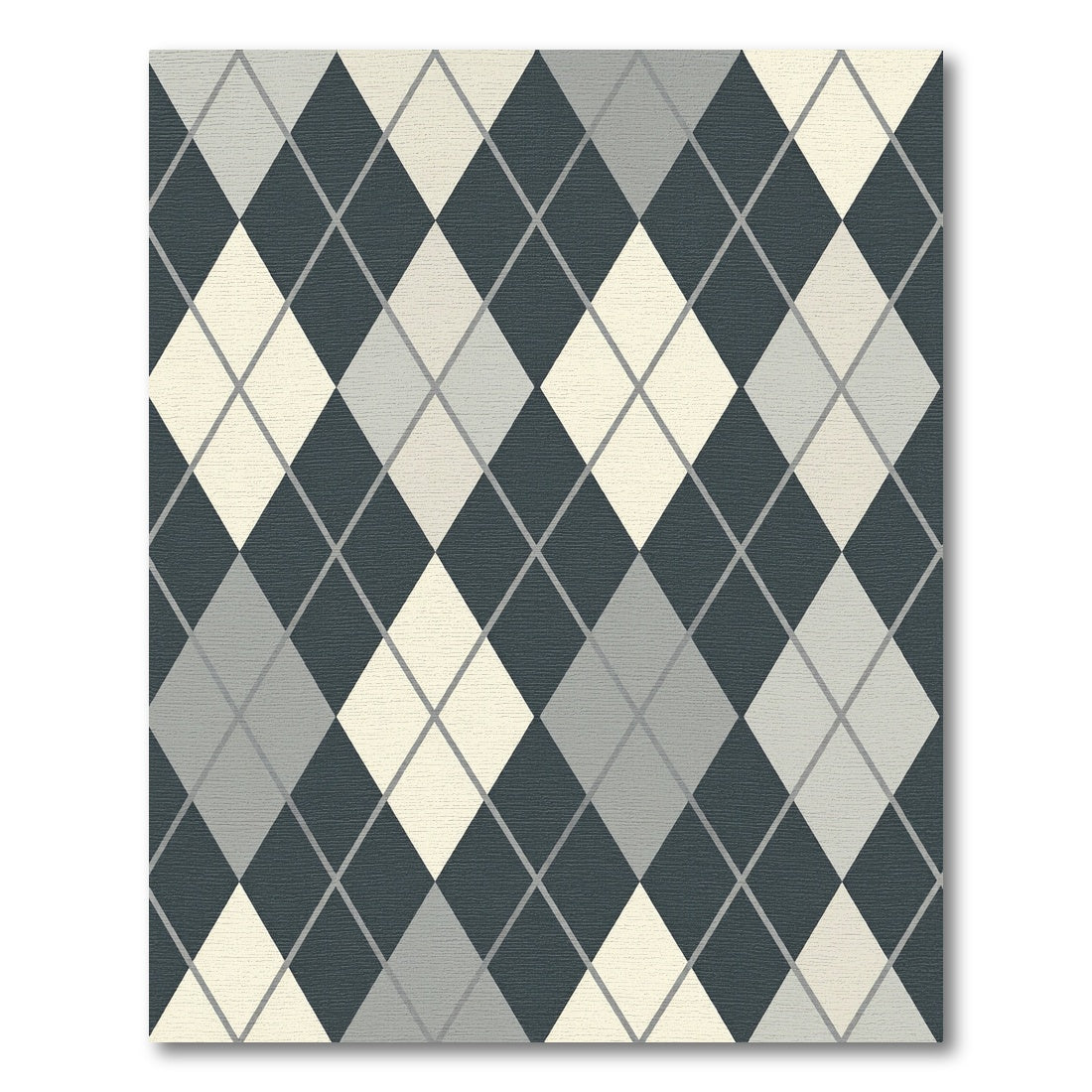 Classic Charcoal Gray Cream Argyle Rug