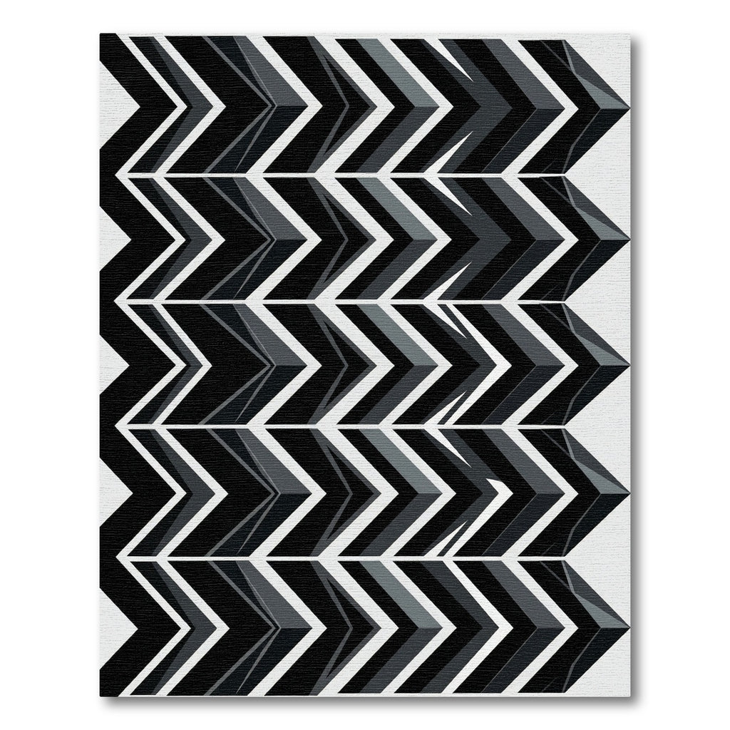 Modern Monochromatic Chevron Linear Art Rug