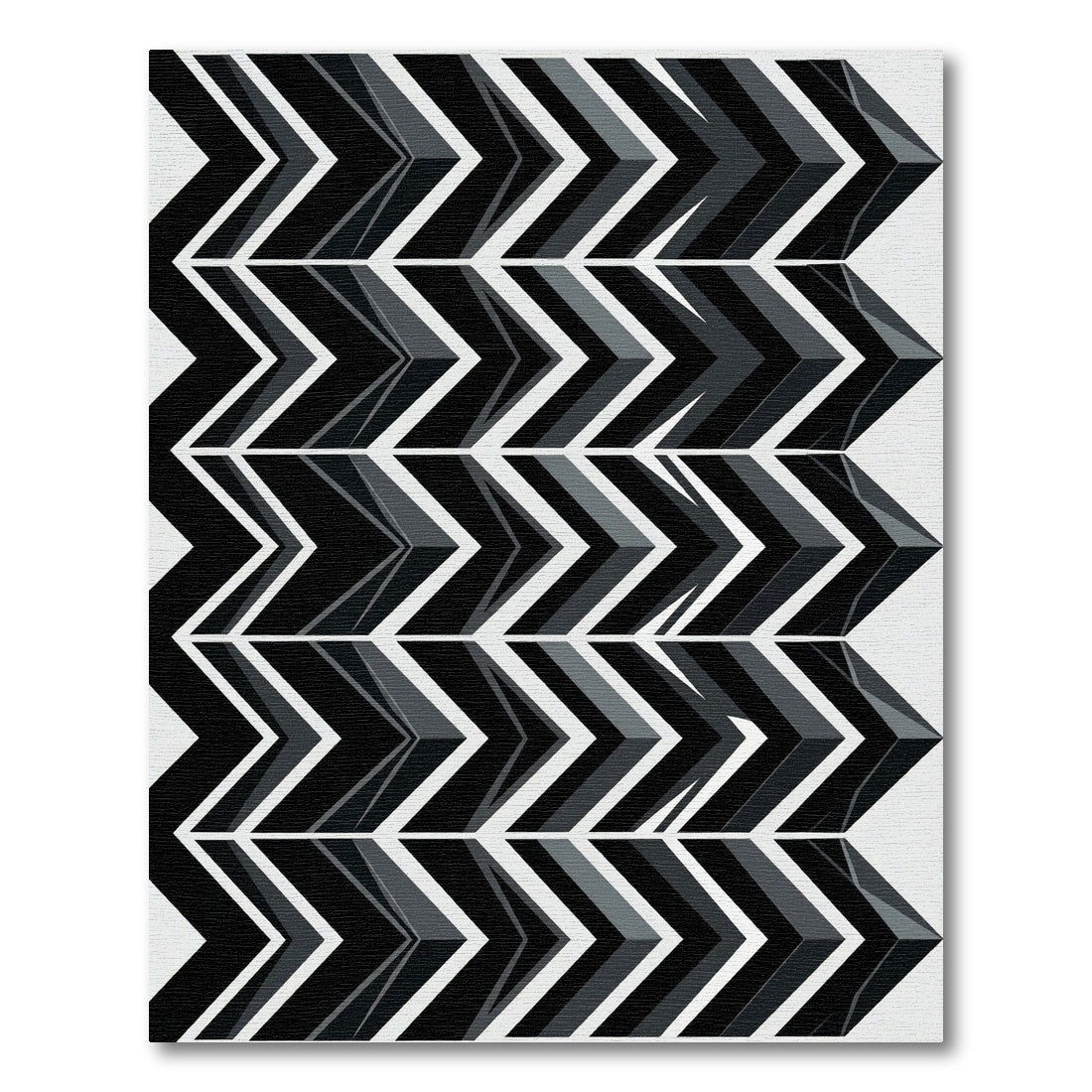 Modern Monochromatic Chevron Linear Art Rug