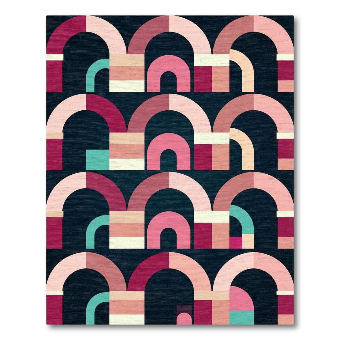 Modern Pink Arch Geometric Composition Rug