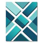 Geometric Teal Layered Block Square Rug