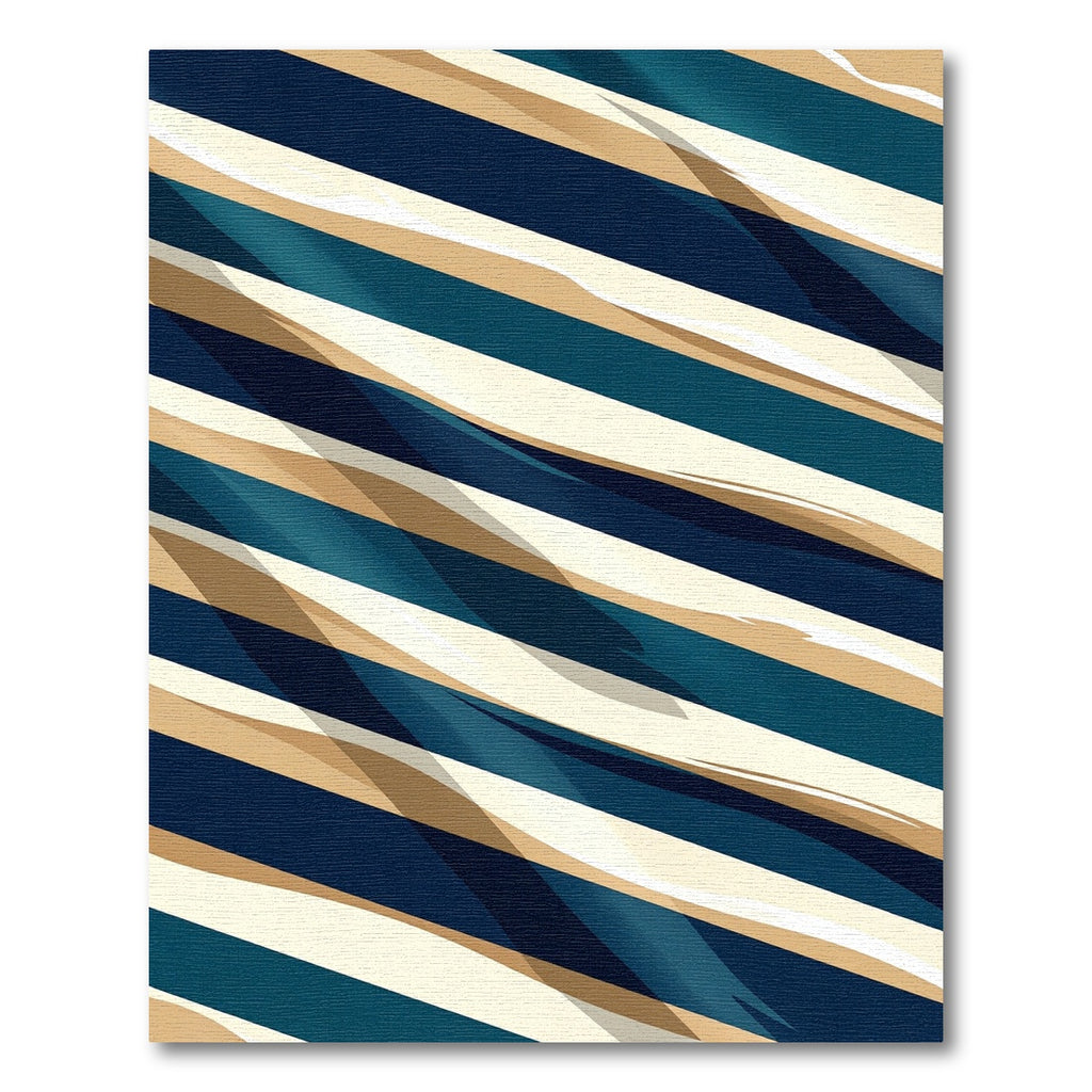 Contemporary Navy Blue Beige Abstract Diagonal Stripe Rug