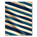 Contemporary Navy Blue Beige Abstract Diagonal Stripe Rug