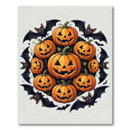 Spooky Pumpkin and Bat Halloween Medallion Rug