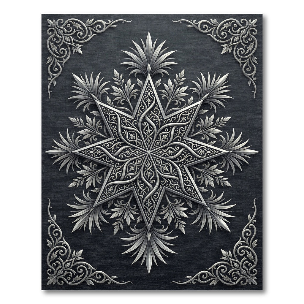 Intricate Silver Eight Pointed Star Rug