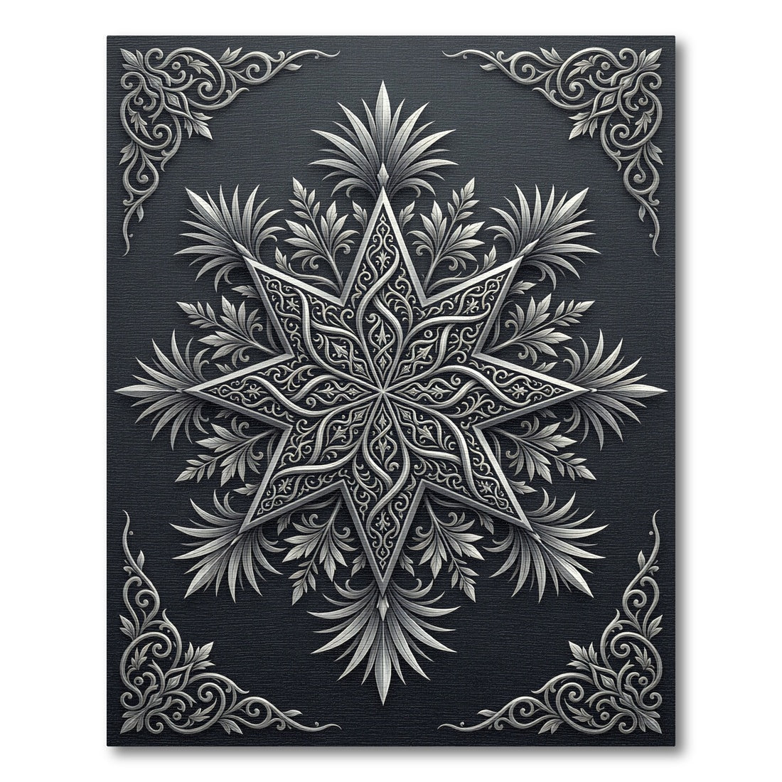 Intricate Silver Eight Pointed Star Rug