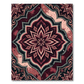 Ornate Crimson Floral Damask Mandala Rug
