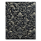 Elegant Black White Floral Swirl Rug