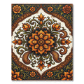 Elegant Autumn Orange Floral Medallion Rug