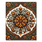 Elegant Autumn Orange Floral Medallion Rug