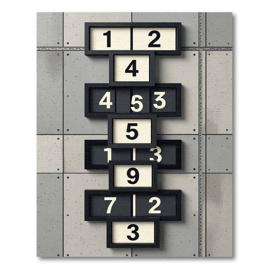 Industrial Hopscotch Numbered Grid Frame Rug