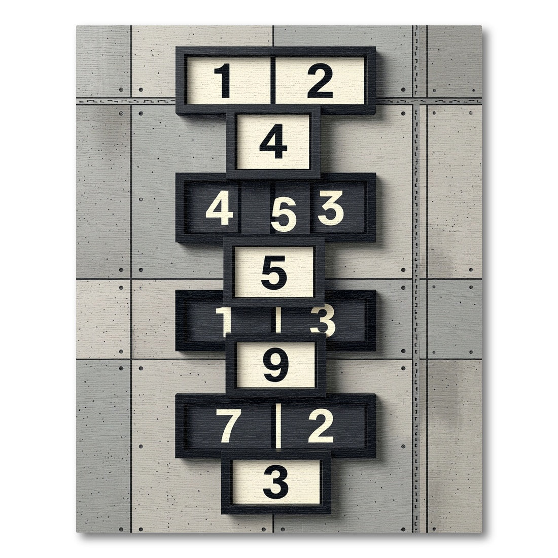 Industrial Hopscotch Numbered Grid Frame Rug