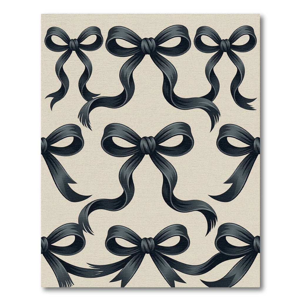 Elegant Black Ribbon Bow Wallpaper Rug