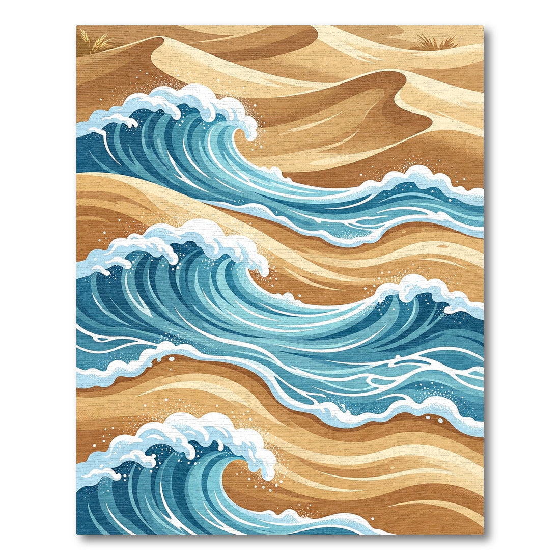 Earthy Sand Dunes and Blue Waves Rug
