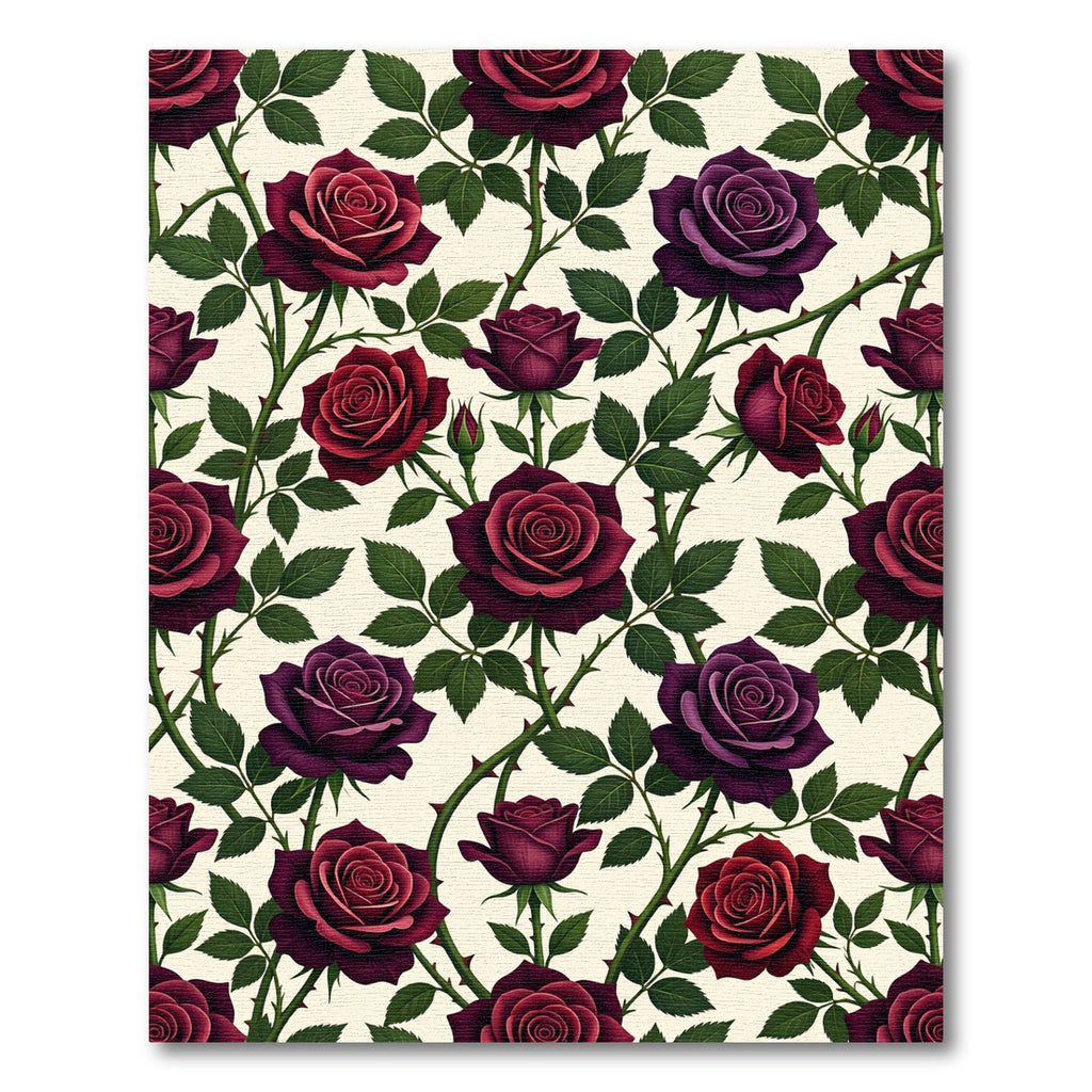 Gothic Crimson and Plum Rose Bloom Rug