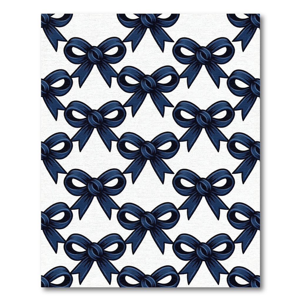 Elegant Navy Blue Bow Repeat Rug
