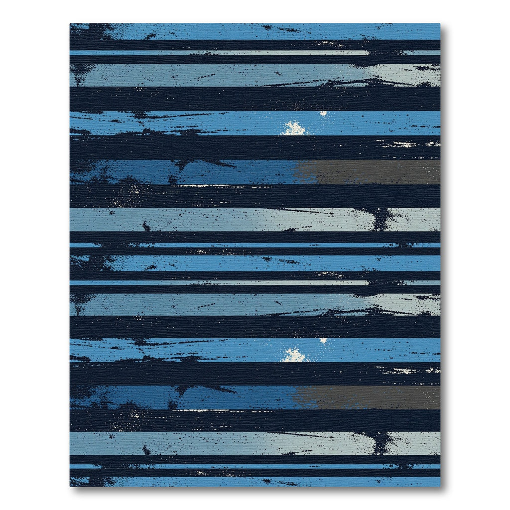 Textured Navy and Blue Linear Stripe Rug