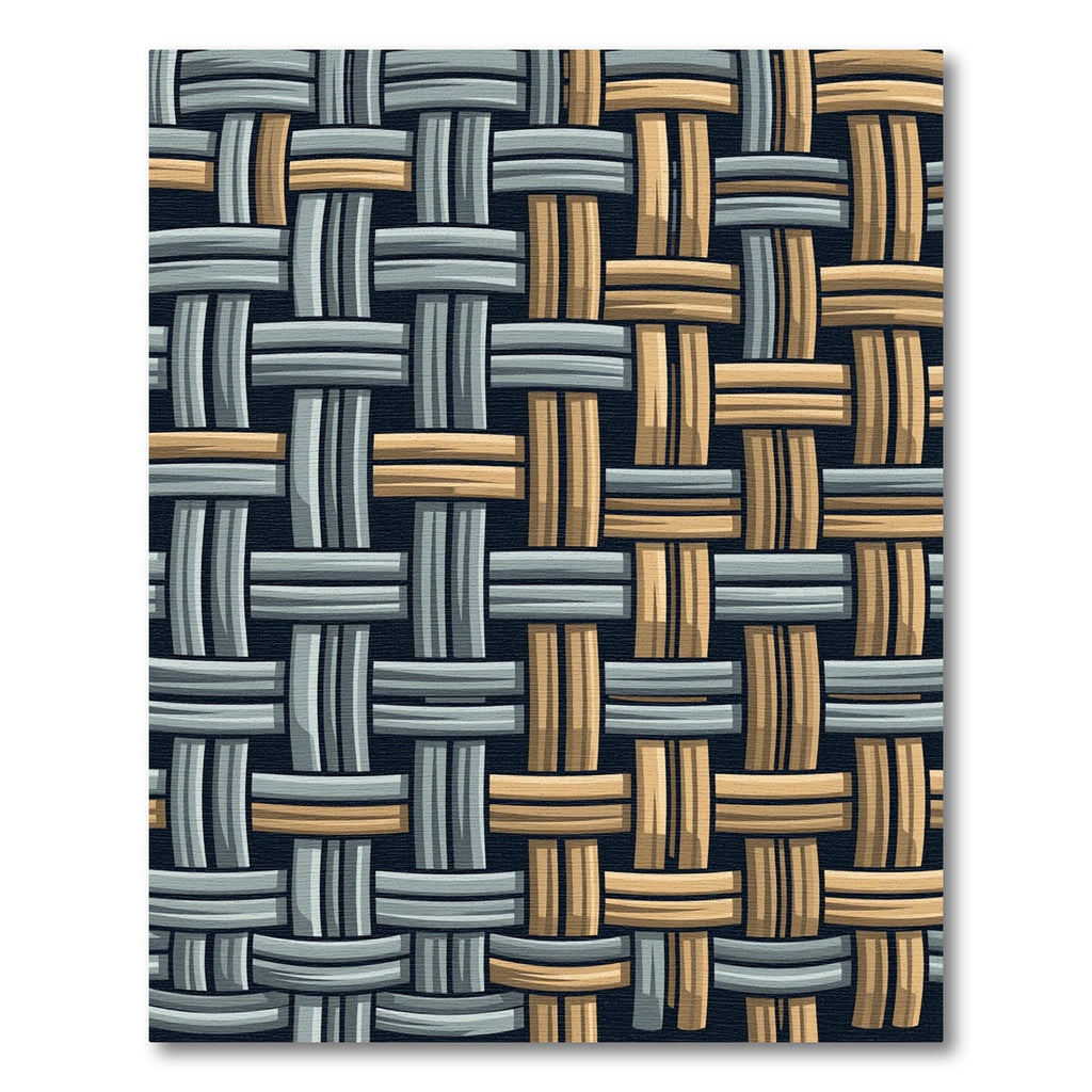 Woven Slate Blue and Tan Checkered Rug