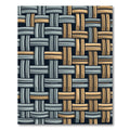 Woven Slate Blue and Tan Checkered Rug