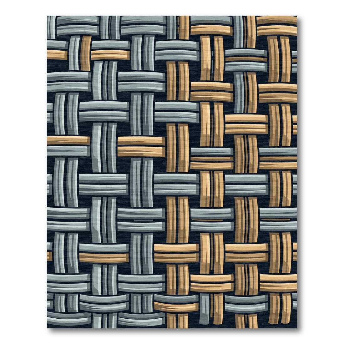 Woven Slate Blue and Tan Checkered Rug