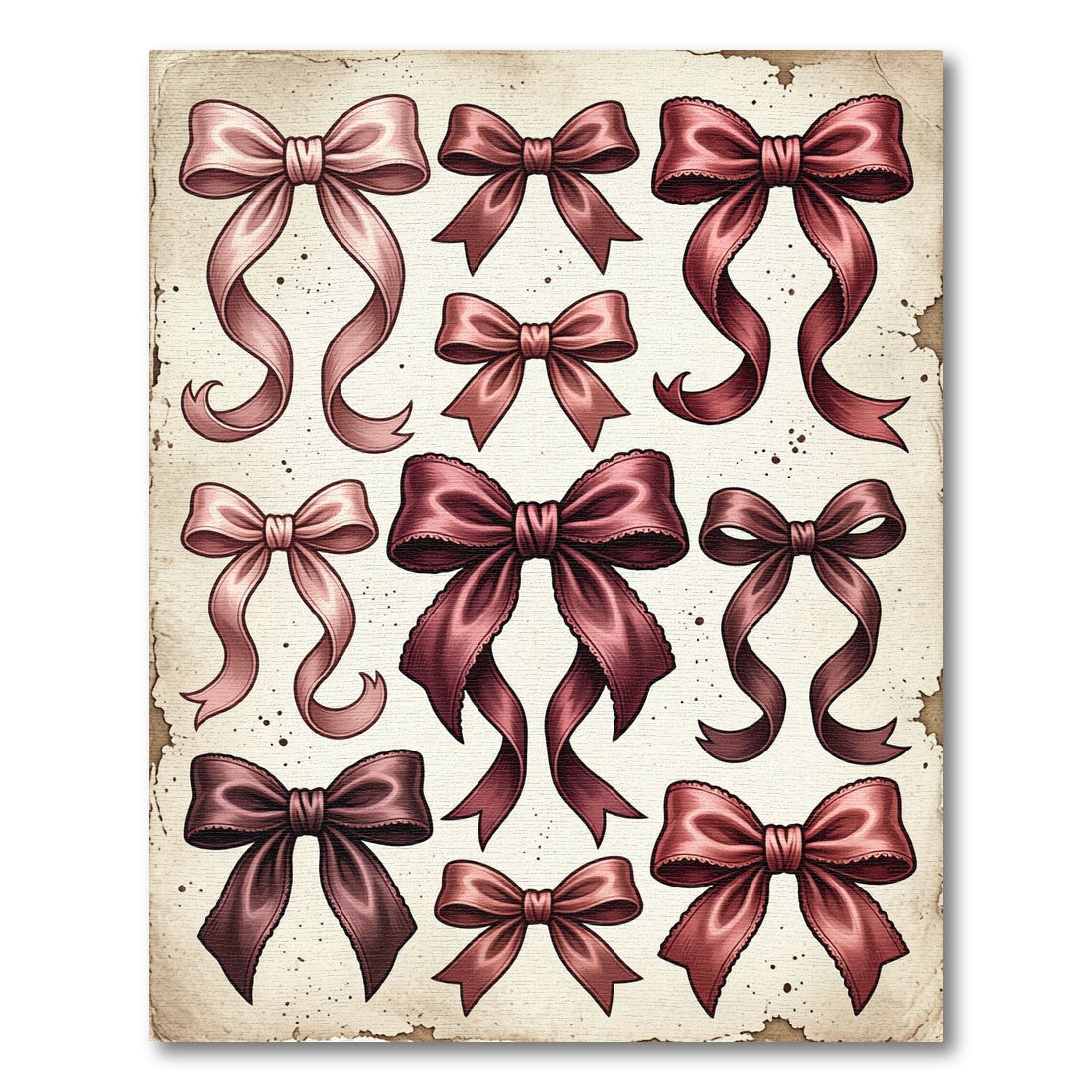 Vintage Burgundy Ribbon Bow Collection Rug