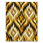 Fiery Gold Ikat Flame Abstract Rug