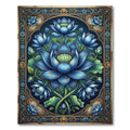 Ornate Blue Lotus Botanical Art Rug