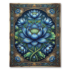 Ornate Blue Lotus Botanical Art Rug