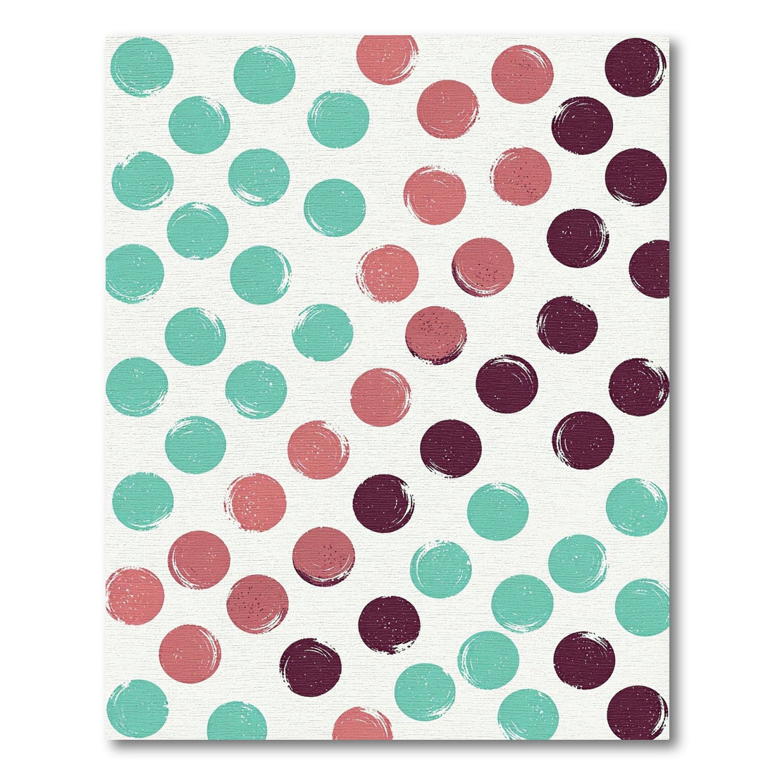 Coral Teal Plum Spotty Circles Rug