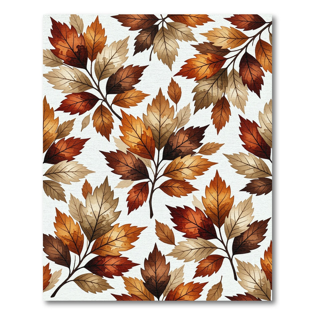 Earthy Autumn Foliage Watercolor Leaves Rug