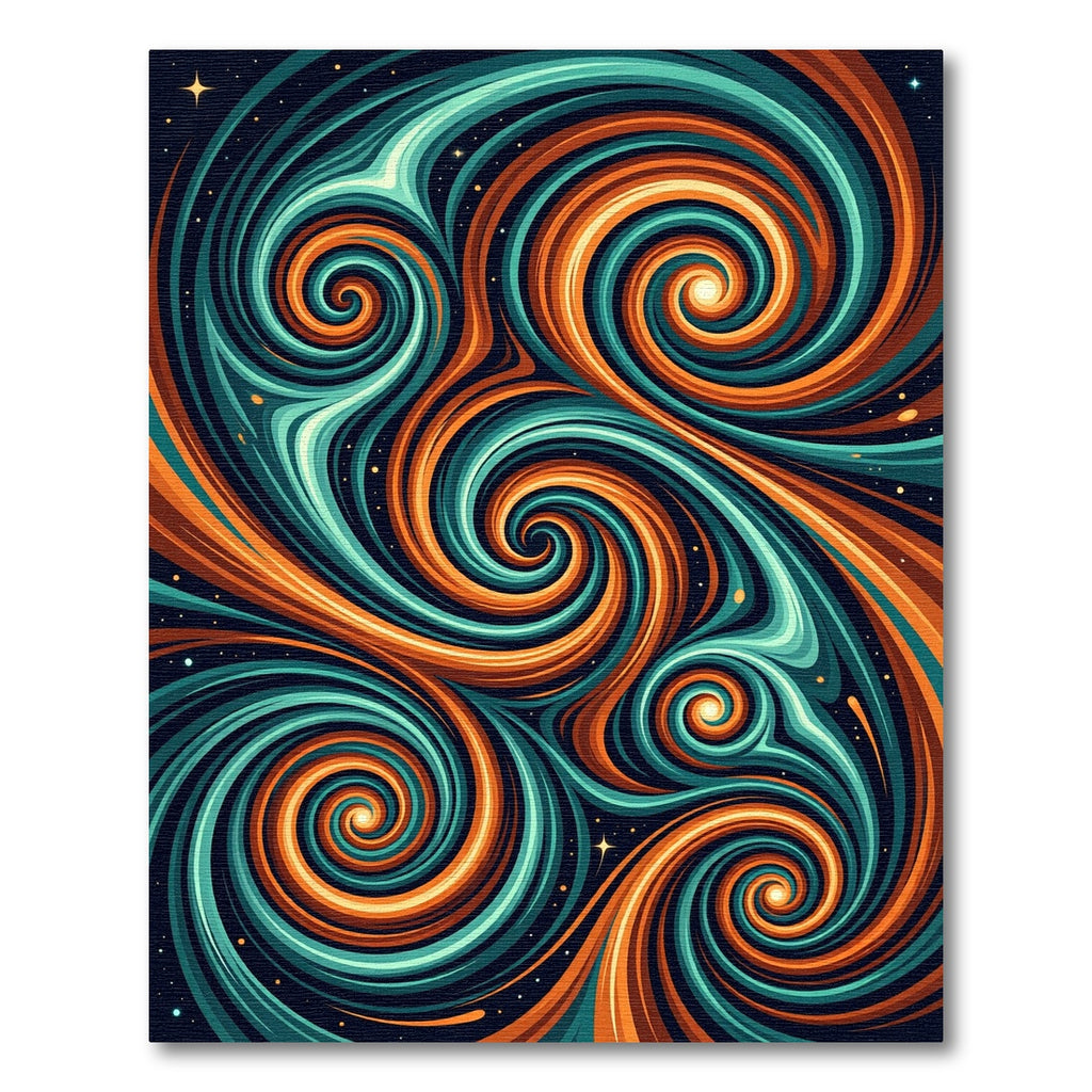 Cosmic Orange and Teal Swirls Rug