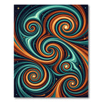 Cosmic Orange and Teal Swirls Rug
