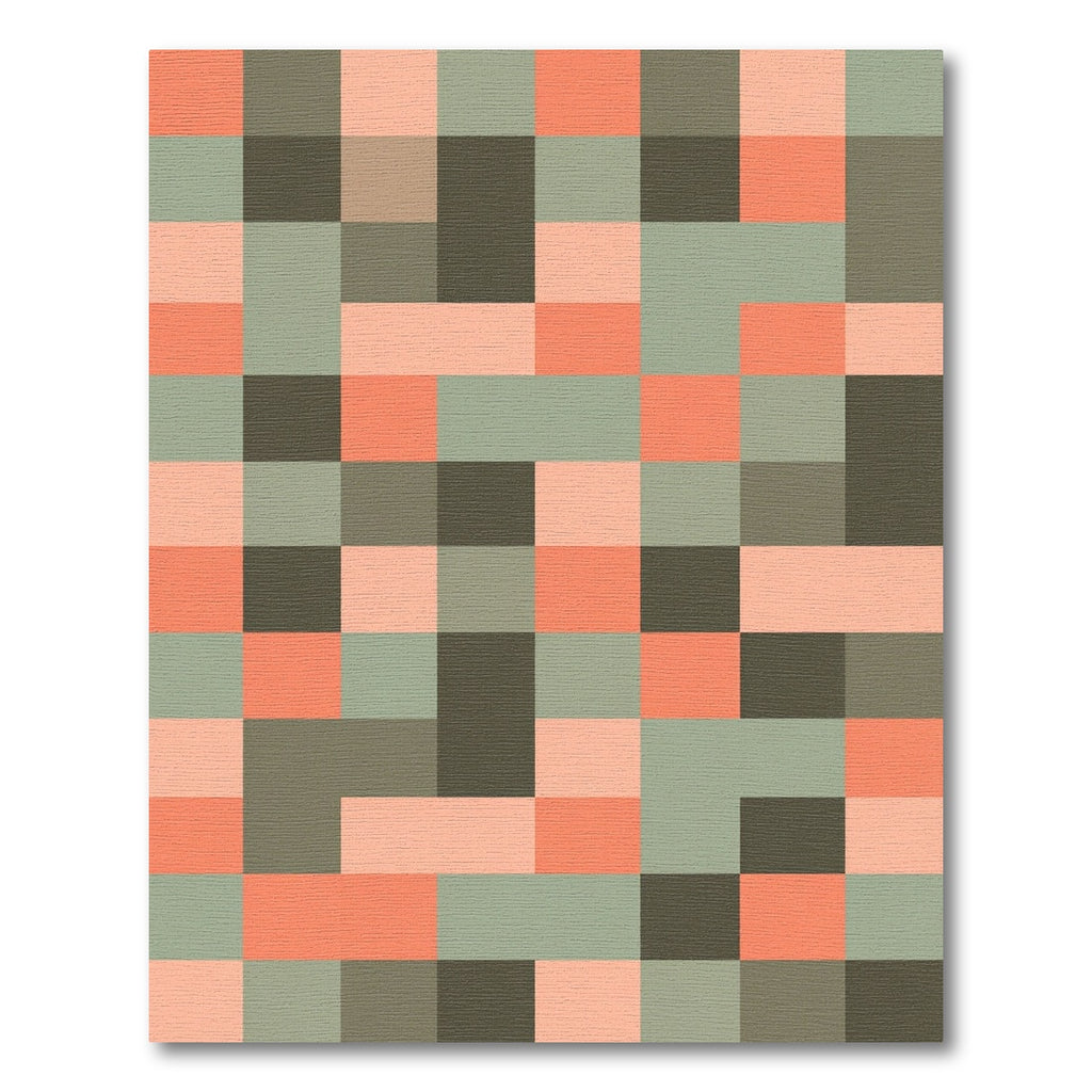 Terracotta Sage Square Pixel Rug