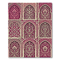 Ornate Burgundy Floral Damask Arch Rug