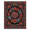 Dark Floral Rose Medallion Rug