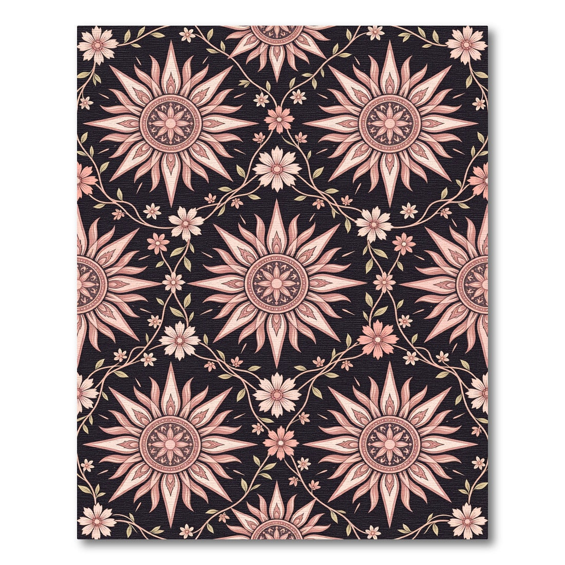 Blush Floral Starburst Dark Tapestry Rug