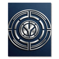 Metallic Silver Circular Geometric Navy Base Rug