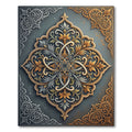 Elegant Gold Silver Filigree Medallion Rug