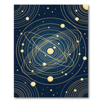 Celestial Gold Orbit Navy Spheres Rug