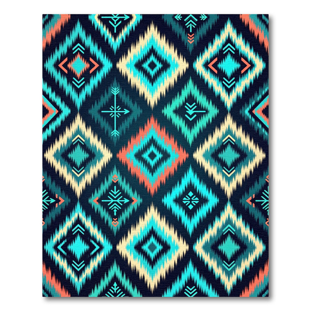 Vibrant Teal Turquoise geometric Boho Diamond Rug