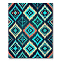 Vibrant Teal Turquoise geometric Boho Diamond Rug